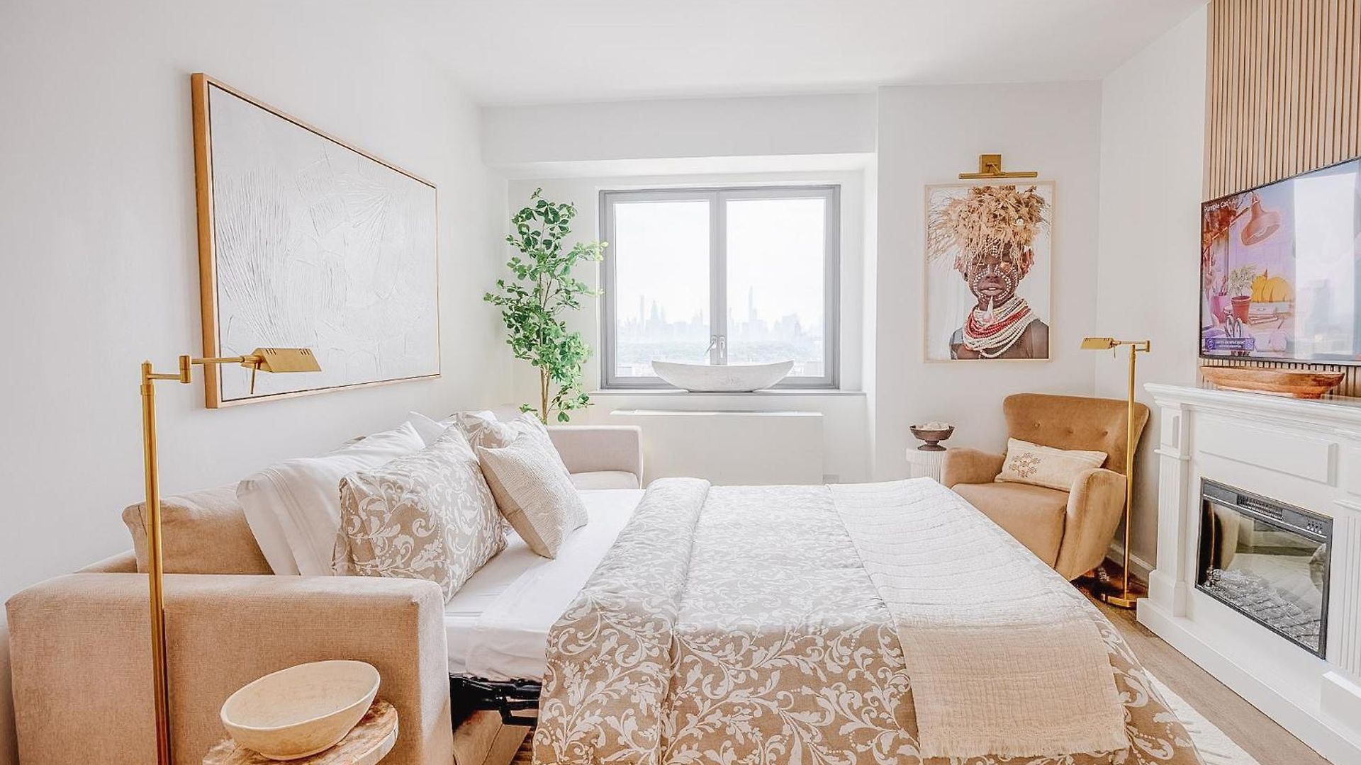 Apartment Skyline Spectacle Modern Designer Studio With Panoramic Nyc Views *