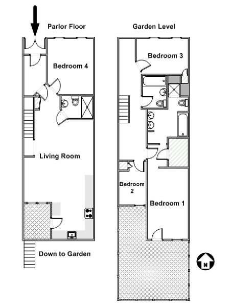 2 Bedrooms With One Private Bathroom In Lovely New York
