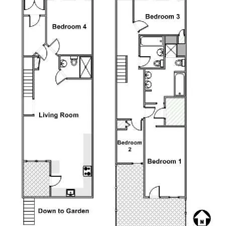 2 Bedrooms With One Private Bathroom In Lovely New York