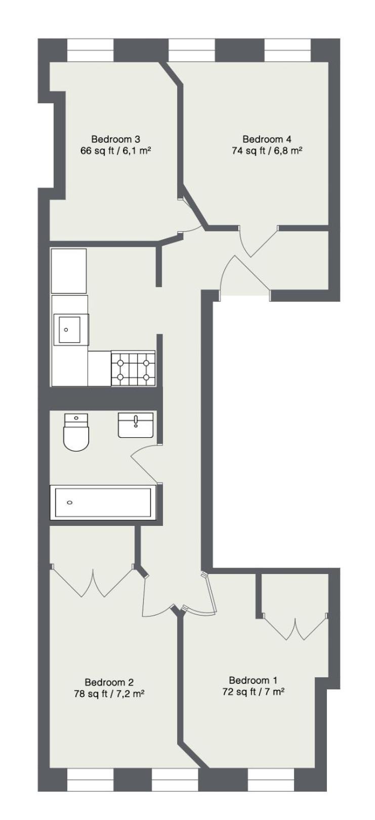 Apartment Stylish & Comfy 4bdr & 1bth In Midtown Manhattan *